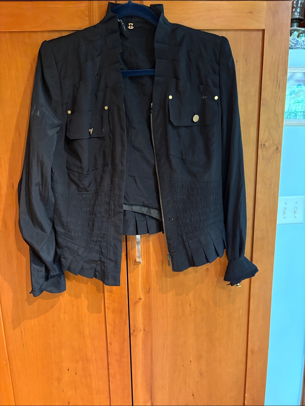 Gucci Black Utility Jacket with Gold-Tone Button Accents vintage